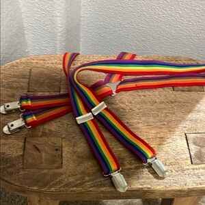 Rainbow Striped Suspenders